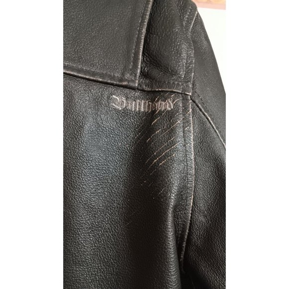 Bullhead Medium Black Quilted Lined Leather Biker Moto City Classic Rock Jacket - Picture 7 of 10